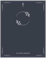 Funeral card. Empty card with photo frame and leaves vector