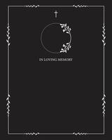 Funeral card. Empty card. Black and white frame with text vector