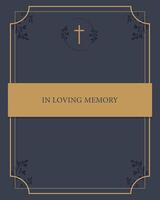 Funeral card. Empty card with gold frame for text vector