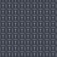 Funeral pattern. seamless pattern with church cross. White cross on grey background vector