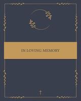 Funeral card. Empty card with gold frame for text and photo vector