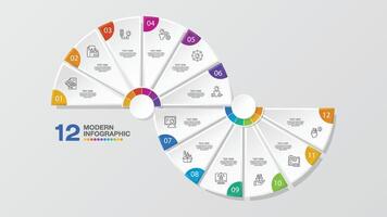 Infographic with 12 steps, process or options. vector
