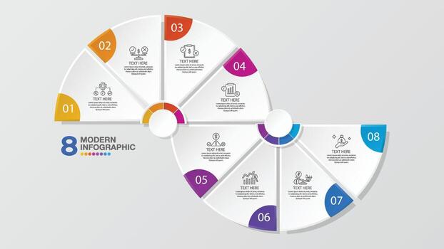 Infographic with 8 steps, process or options. vector