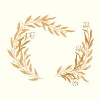 Golden wreath with leaves and flowers on a white background vector