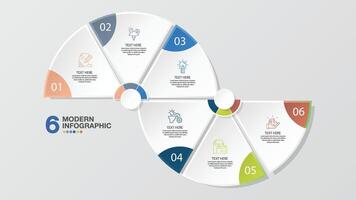 Infographic with 6 steps, process or options. vector