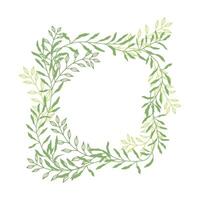 Square frame with green leaves vector