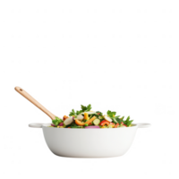 Fresh and colorful vegetable salad in a white bowl ready for serving. png