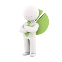 A 3D character representing success and growth in a modern business environment. png
