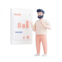 A man presenting data analysis on a digital screen. Engaging and modern workspace. png