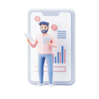 A man holding a tablet and smartphone, analyzing data on a mobile device. png