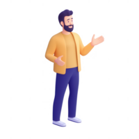 uma confiante homem Animadamente explicando uma conceito dentro uma casual contexto. png