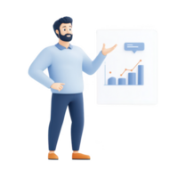 A professional presenting data insights through a visual graph display. png