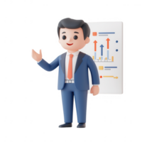Stylish businessman presenting data in a modern corporate environment. png