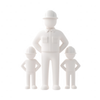 Three construction workers in hard hats representing teamwork and safety. png