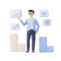 Professional character analyzing data and financial charts in a modern workspace. png