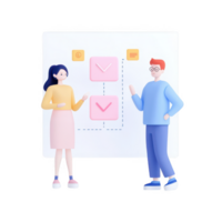 Modern teamwork illustration featuring two professionals discussing workflow. png