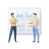 Two men discussing data analysis in a modern workspace. png