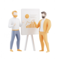 Two professionals discussing data and growth in a modern office setting. png