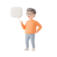 A cheerful character presenting an empty speech bubble for communication concepts. png