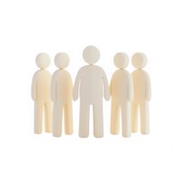 A group of six simplistic figures representing unity and collaboration. png