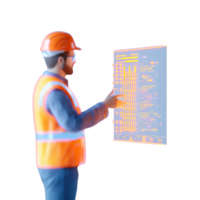 An engineer analyzing data on a digital tablet in a construction environment. png