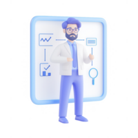 A professional man analyzing data with digital graphs in a modern office environment. png