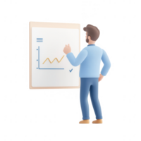 A professional man analyzes growth data on a chart in a modern office setting. png