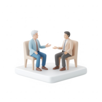 Two diverse men engage in a professional conversation in a modern office setting. png