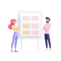 Two professionals discussing data insights in a modern office setting. png