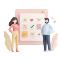 Two people engaging in a brainstorming session with colorful sticky notes. png