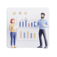Two business professionals discussing growth data in a modern office setting. png