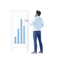A man presenting a growth chart on a presentation board in a professional setting. png