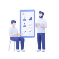 Two men discussing business solutions using mobile data and analytics in a modern setting. png