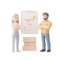 Two characters analyzing a growth chart and discussing strategies for success. png