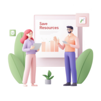 Two professionals discussing resource-saving strategies in a modern office. png