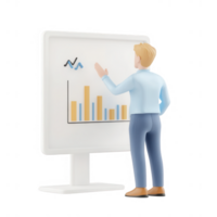 A man analyzes data on a computer screen, showcasing business insights and trends. png