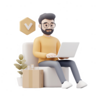 A man working on a laptop, symbolizing remote work and productivity. png