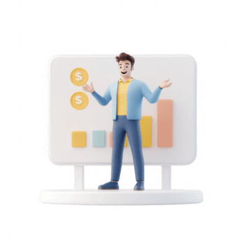 alegre personagem apresentando financeiro crescimento com gráficos e gráficos dentro uma moderno estilo. png