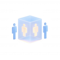 Abstract representation of collaboration through digital interaction and connectivity. png