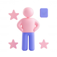 Colorful character representing confidence and positivity in a playful setting. png