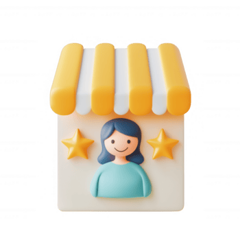 colorida loja ícone apresentando uma sorridente pessoa e estrelas, representando sucesso. png