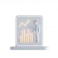 Stylish digital representation of growth and analytics in a business setting. png