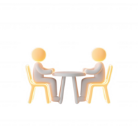 dois personagens noivando dentro uma discussão às uma pequeno mesa. png