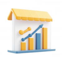 Modern 3D graph display symbolizing growth and success in business analytics. png