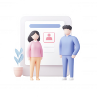 Two characters representing teamwork in a modern digital workspace. png