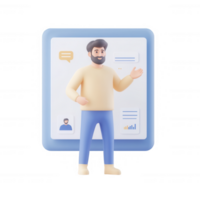 A 3D character representing modern business and communication concepts. png