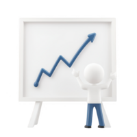 A character presenting a rising graph to symbolize growth and success in business. png