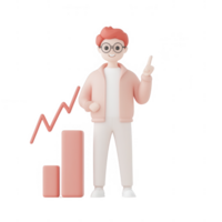A cheerful character representing business growth and success with graphs. png