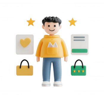 uma alegre personagem representando moderno compras e conectados experiência. png