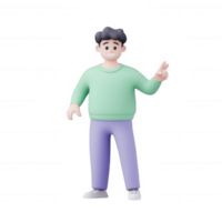 A cheerful young man gestures while presenting an idea or making a point. png